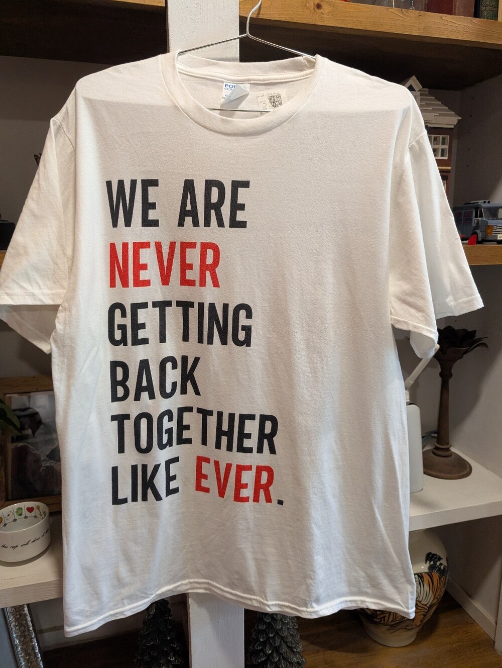 Unisex Taylor Swift We Are Never Getting Back Together White T-shirt Size Large